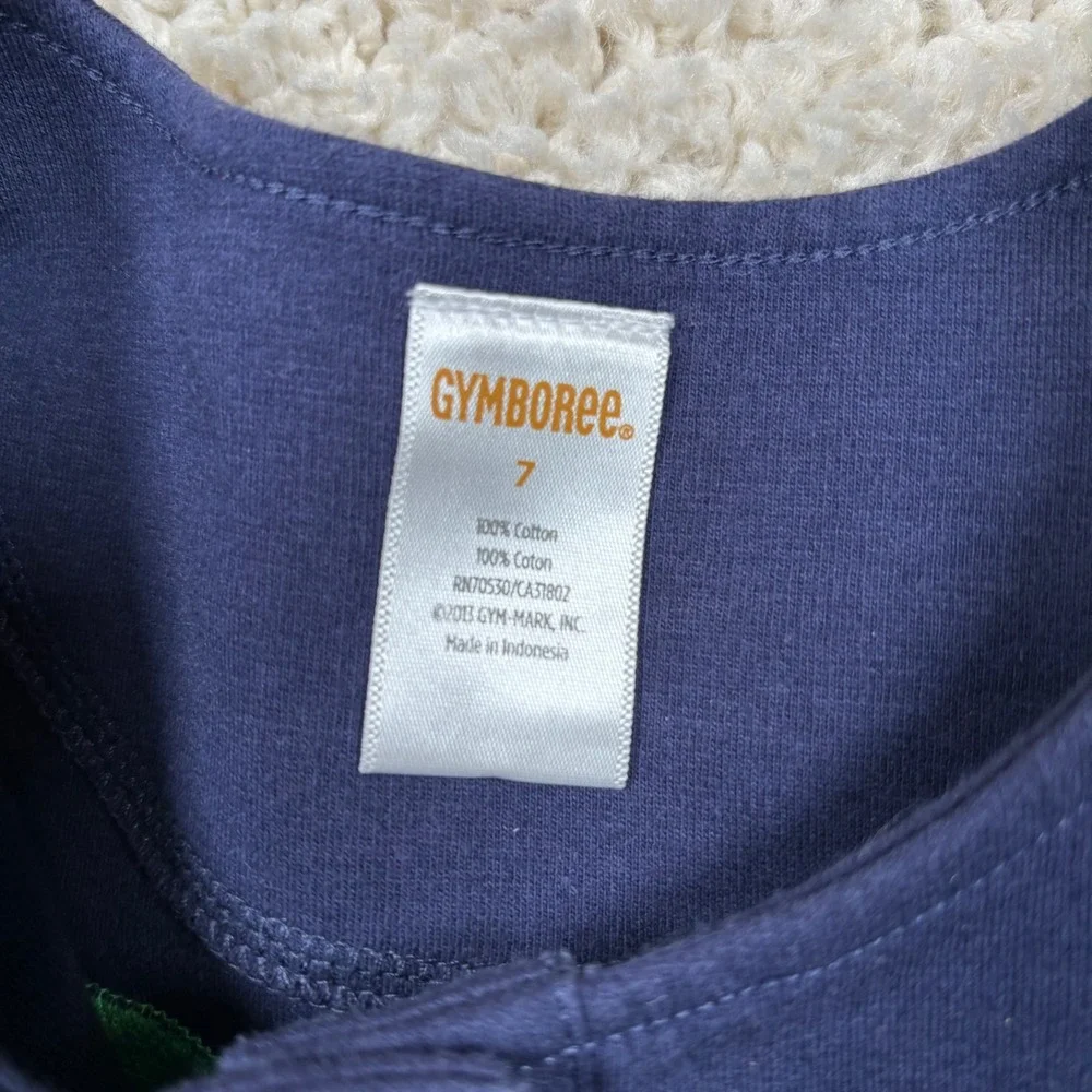 Gymboree Girls Navy Blue Green Color Block Button‎ Pocket Dress Size 7